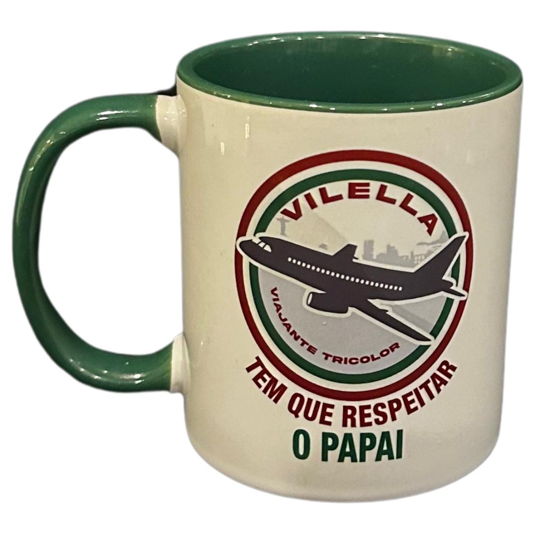 Caneca de Porcelana Tem que Respeitar o Papai 350 ml | Vilella Viajante Tricolor