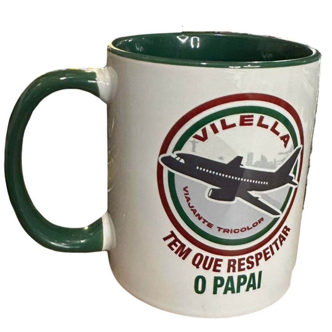 Caneca de Porcelana Tem que Respeitar o Papai 350 ml | Vilella Viajante Tricolor